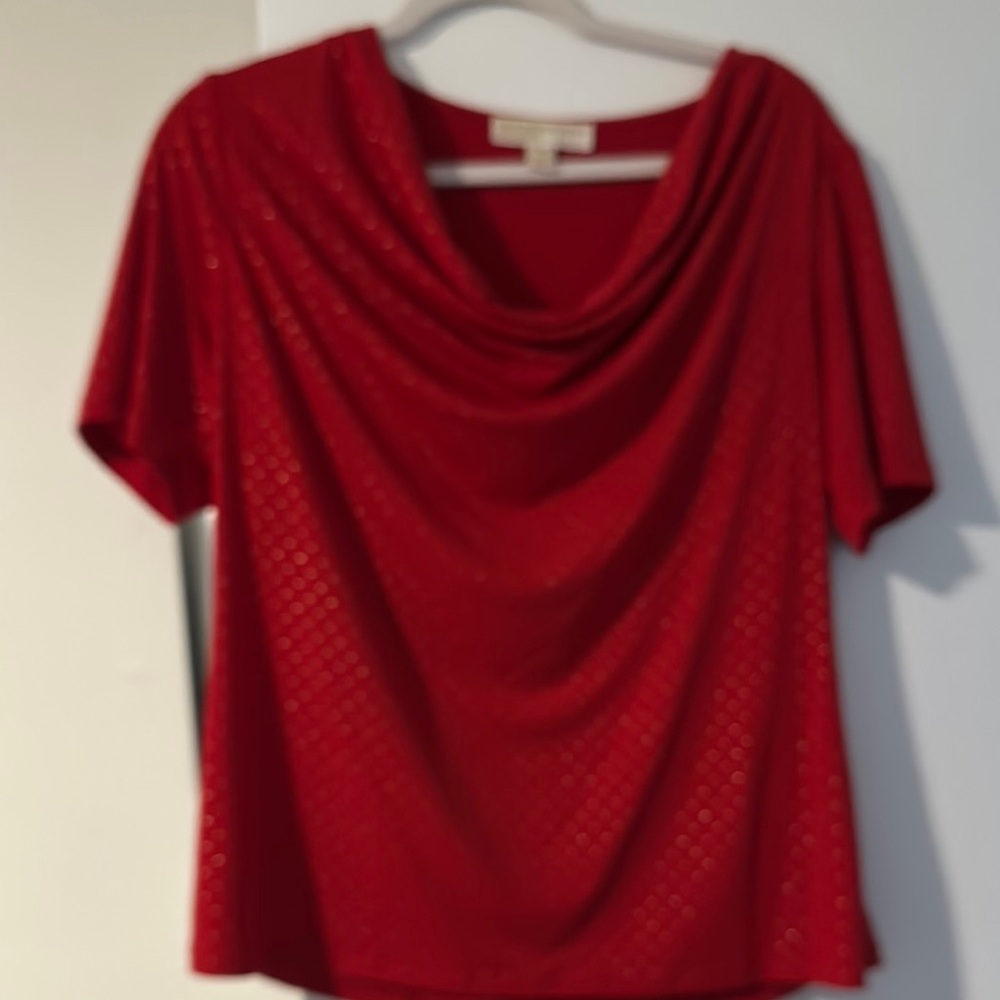 Michael Kors Red Cowl Neck Top with sparkle. size large. Only worn one time.